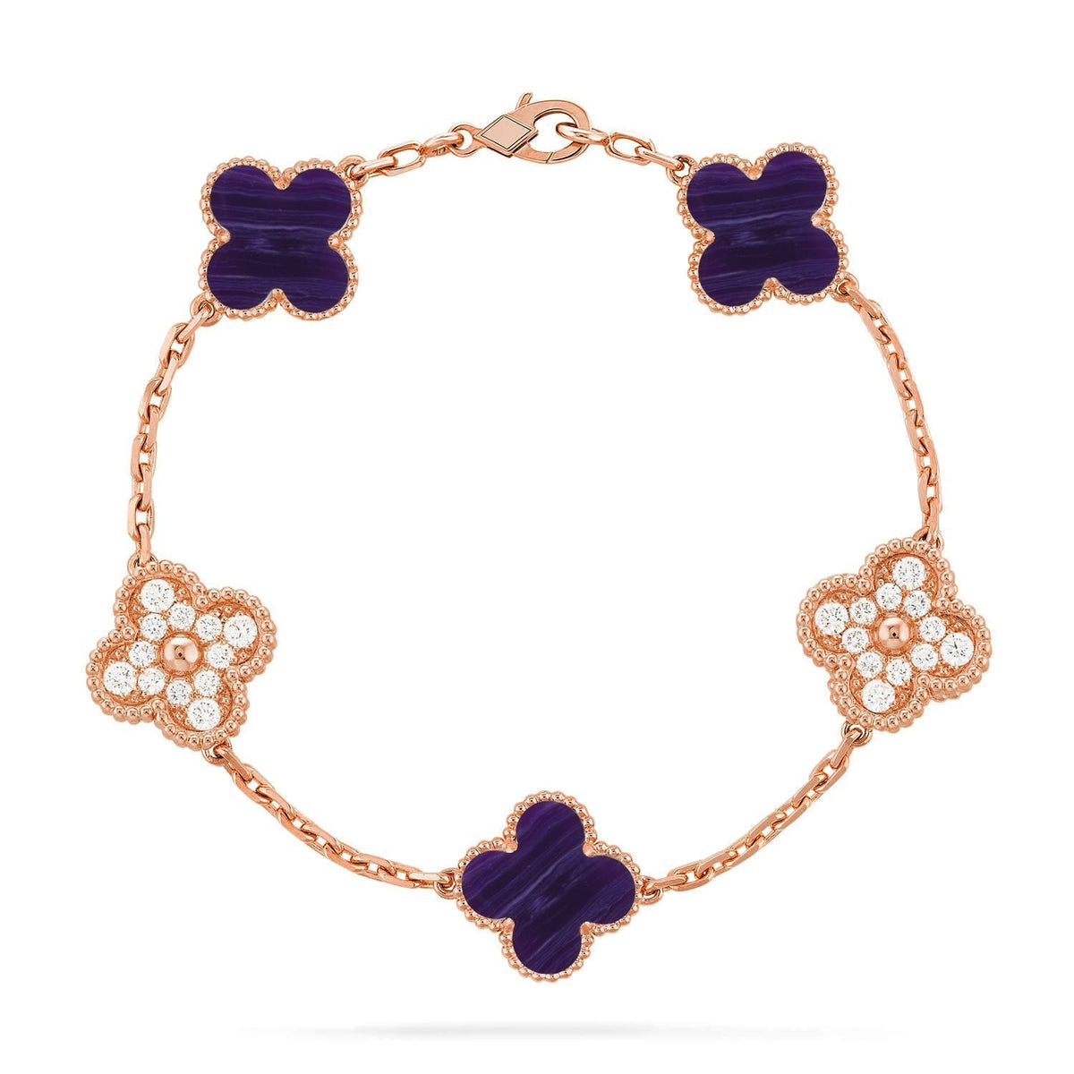 [Riva Jewelry ]CLOVER 5 MOTIF PURPLE STRIPES BRACELET COLLECTION