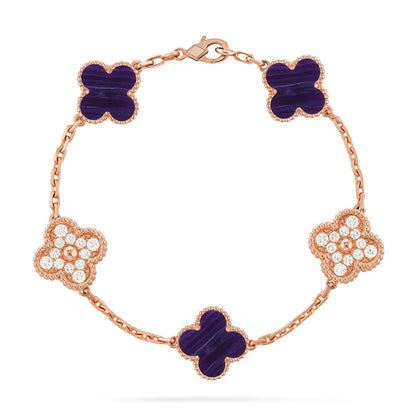 [Riva Jewelry ]CLOVER 5 MOTIF PURPLE STRIPES BRACELET COLLECTION
