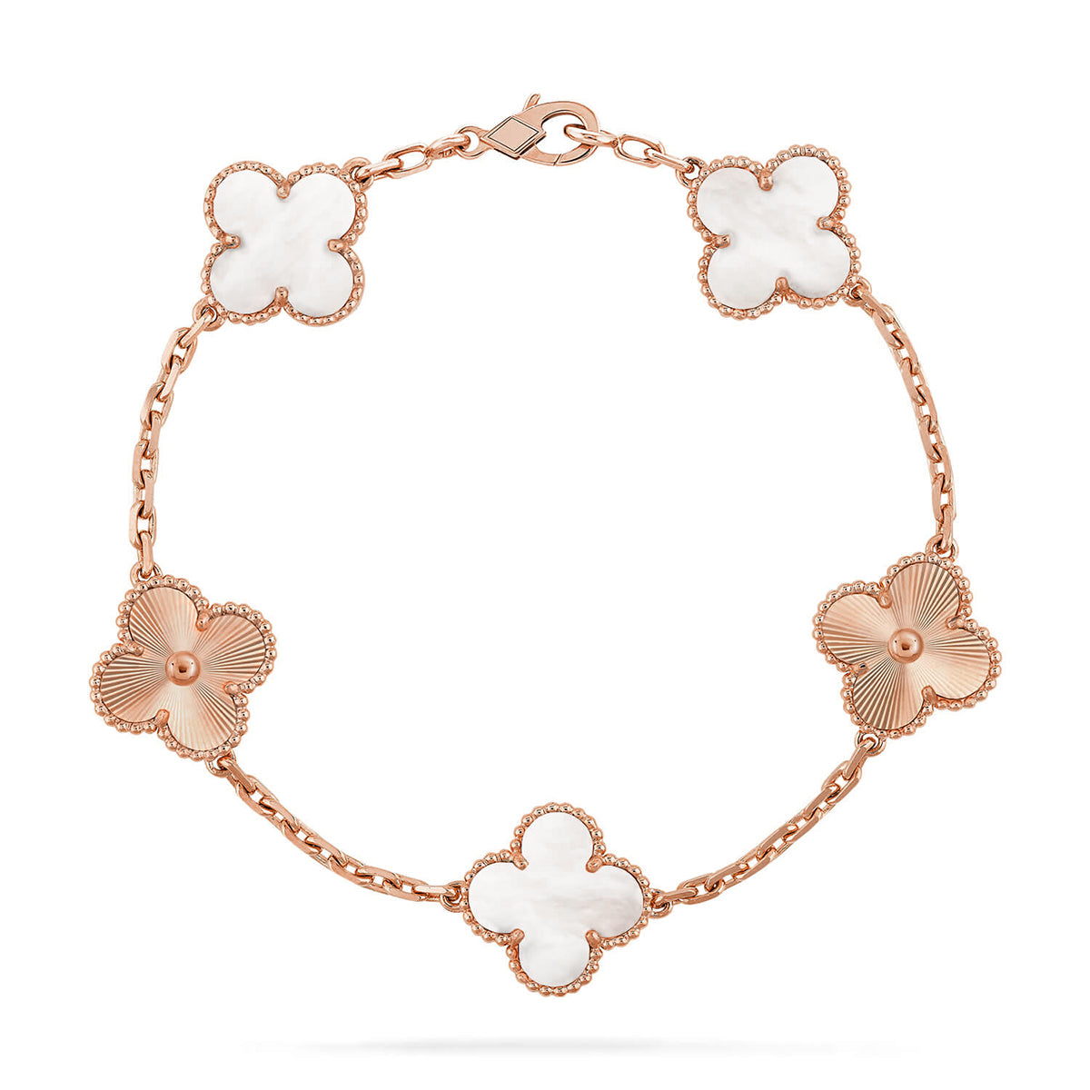 [Riva Jewelry ]CLOVER WHITE PEARL MOP 5 MOTIF BRACELET COLLECTION