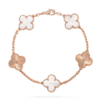 [Riva Jewelry ]CLOVER WHITE PEARL MOP 5 MOTIF BRACELET COLLECTION