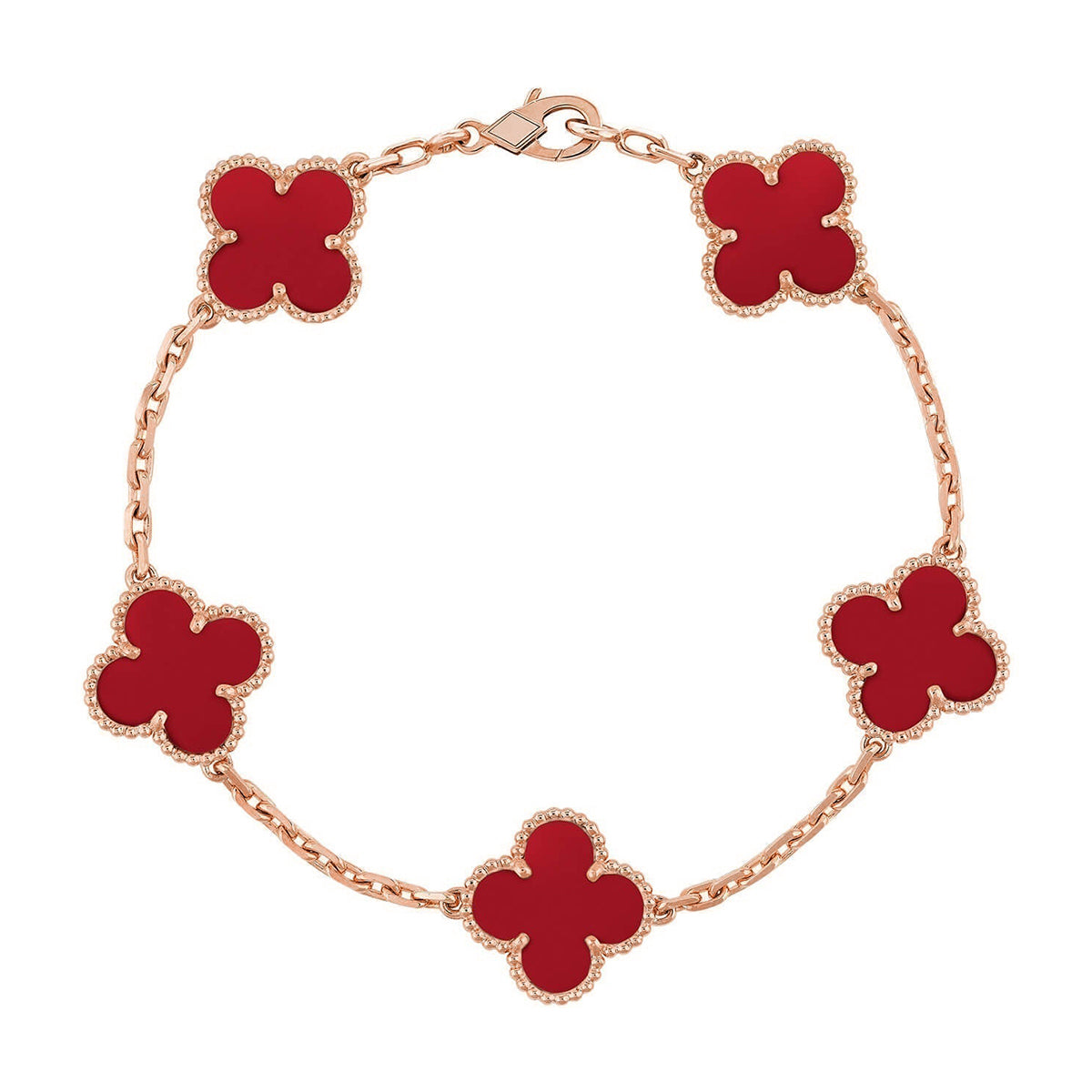 [Riva Jewelry ] CLOVER 5 MOTIF RED CORNELIAN BRACELET COLLECTION