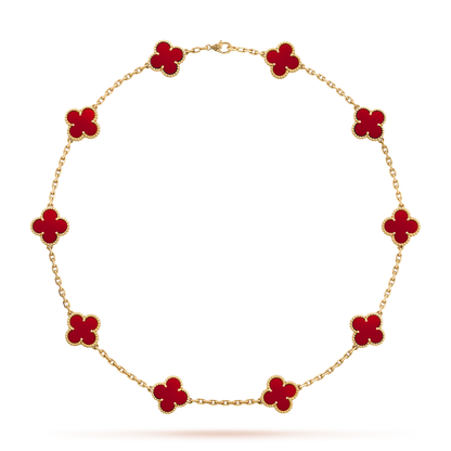 [Riva Jewelry ]CLOVER 10 MOTIFS CARNELIAN NECKLACE