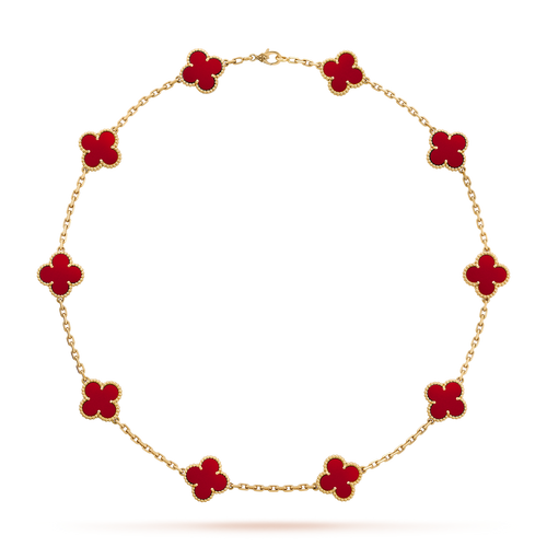 [Riva Jewelry ]CLOVER 10 MOTIFS CARNELIAN NECKLACE