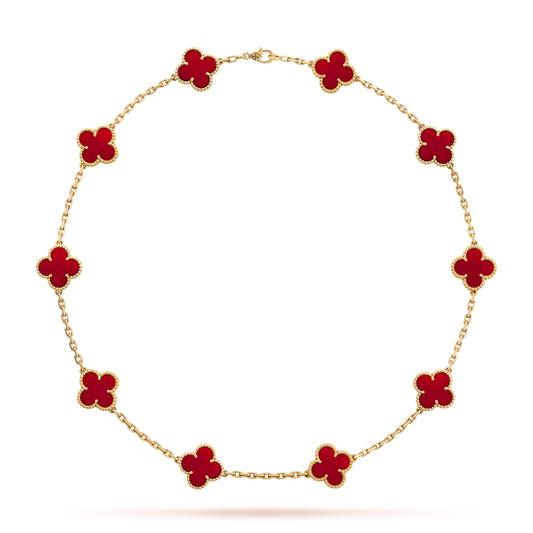 [Riva Jewelry ]CLOVER 10 MOTIFS CARNELIAN NECKLACE