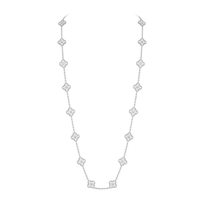 [Riva Jewelry]KLASSISCHES LANGE HALSKEKETTE MIT 20 KLEEBBLÄTTERN AUS WEISSGOLD KOLLEKTION