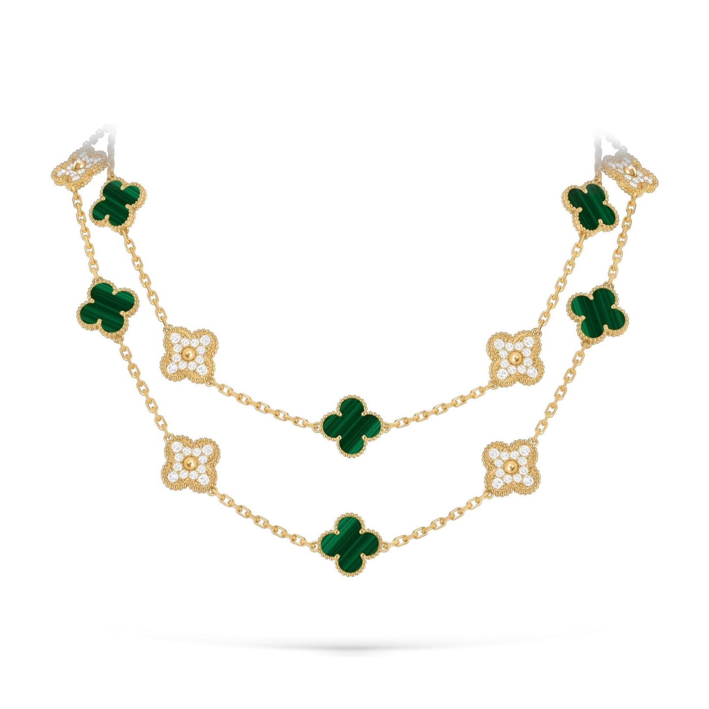 [Riva Jewelry]クラシック20モチーフ ラッキークローバー ロングネックレス ゴールドコレクション