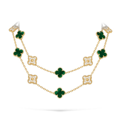 [Riva Jewelry]クラシック20モチーフ ラッキークローバー ロングネックレス ゴールドコレクション