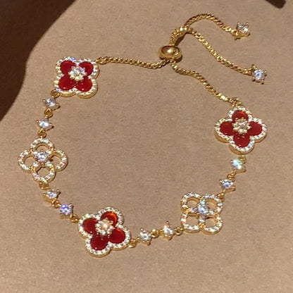 [Riva Jewelry ]CLOVER 5 MOTIF PINK BLUE RED WHITE BRACELET