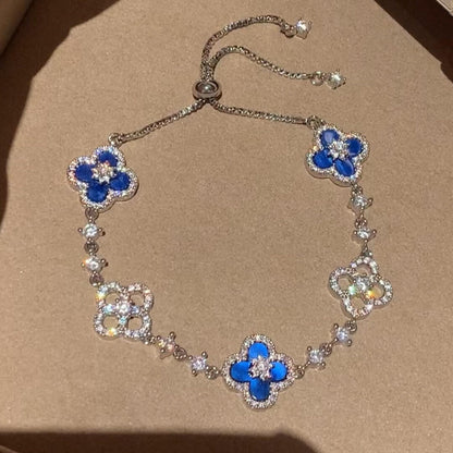 [Riva Jewelry ]CLOVER 5 MOTIF PINK BLUE RED WHITE BRACELET