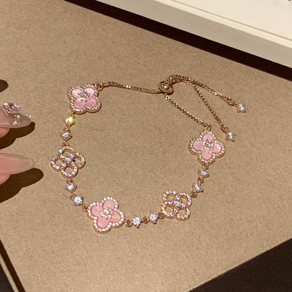 [Riva Jewelry ]CLOVER 5 MOTIF PINK BLUE RED WHITE BRACELET