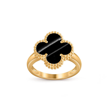 [Riva Jewelry]Glücks-Klee-Goldring-Kollektion im Vintage-Stil