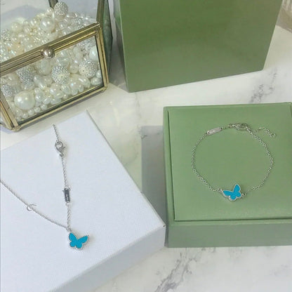 [Riva Jewelry ]BUTTERFLY TURQUOISE BUTTERFLY BRACELET SILVER