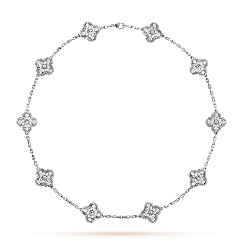 [Riva Jewelry ]CLOVER 10 MOTIFS DIAMOND NECKLACE