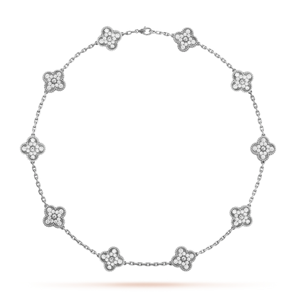 [Riva Jewelry ]CLOVER 10 MOTIFS DIAMOND NECKLACE