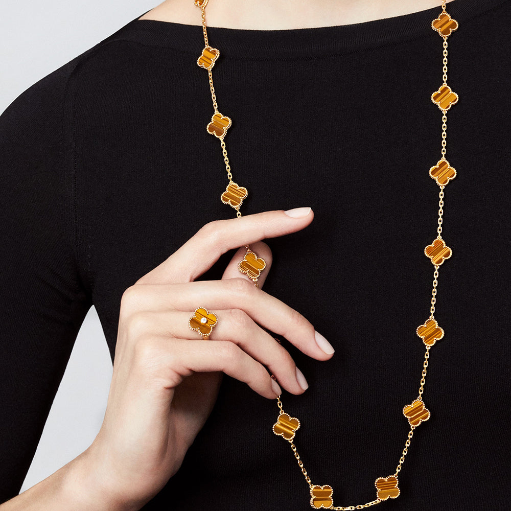 [Riva Jewelry ]CLOVER 20 MOTIFS TIGER EYE ROSE GOLD