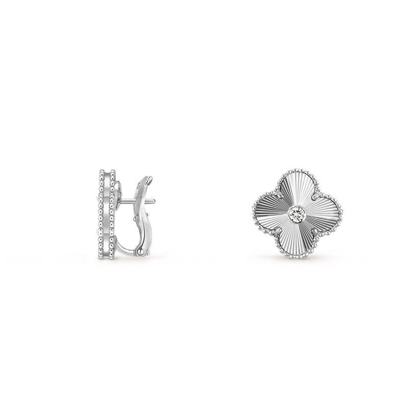 [Riva Schmuck]15MM KLEEBLUMEN-OHRSTECKER DIAMANT-WEISSGOLD-KOLLEKTION