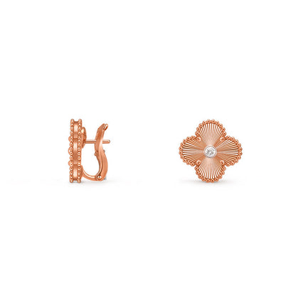 [Riva Jewelry]15MM KLEEBBLUMEN-OHRSTECKER DIAMOND-ROSE GOLD KOLLEKTION