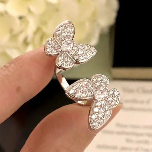 [Riva Jewelry ]TWIN SILVER BUTTERFLY DIAMOND RING