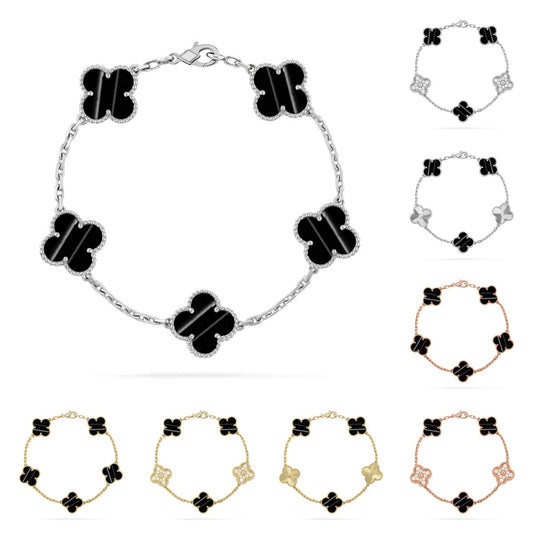 [Riva Jewelry]ラッキークローバー5モチーフブレスレット - パルスストーンコレクション