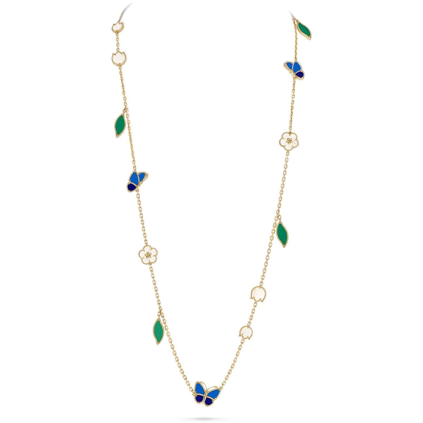 [Riva Jewelry]LUCKY SPRING SCHMETTERLING & BLUMEN STATEMENT-HALSKETTE - 15-MOTIV BLUMENDESIGN