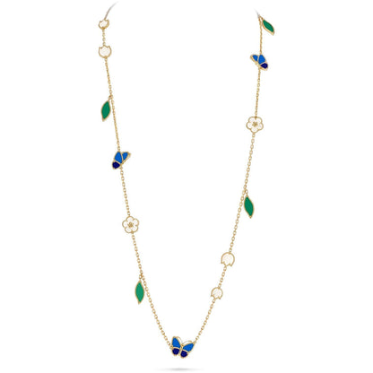 [Riva Jewelry]LUCKY SPRING SCHMETTERLING & BLUMEN STATEMENT-HALSKETTE - 15-MOTIV BLUMENDESIGN
