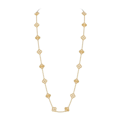 [Riva Jewelry]クラシック20モチーフ ラッキークローバー ロングネックレス ゴールドコレクション