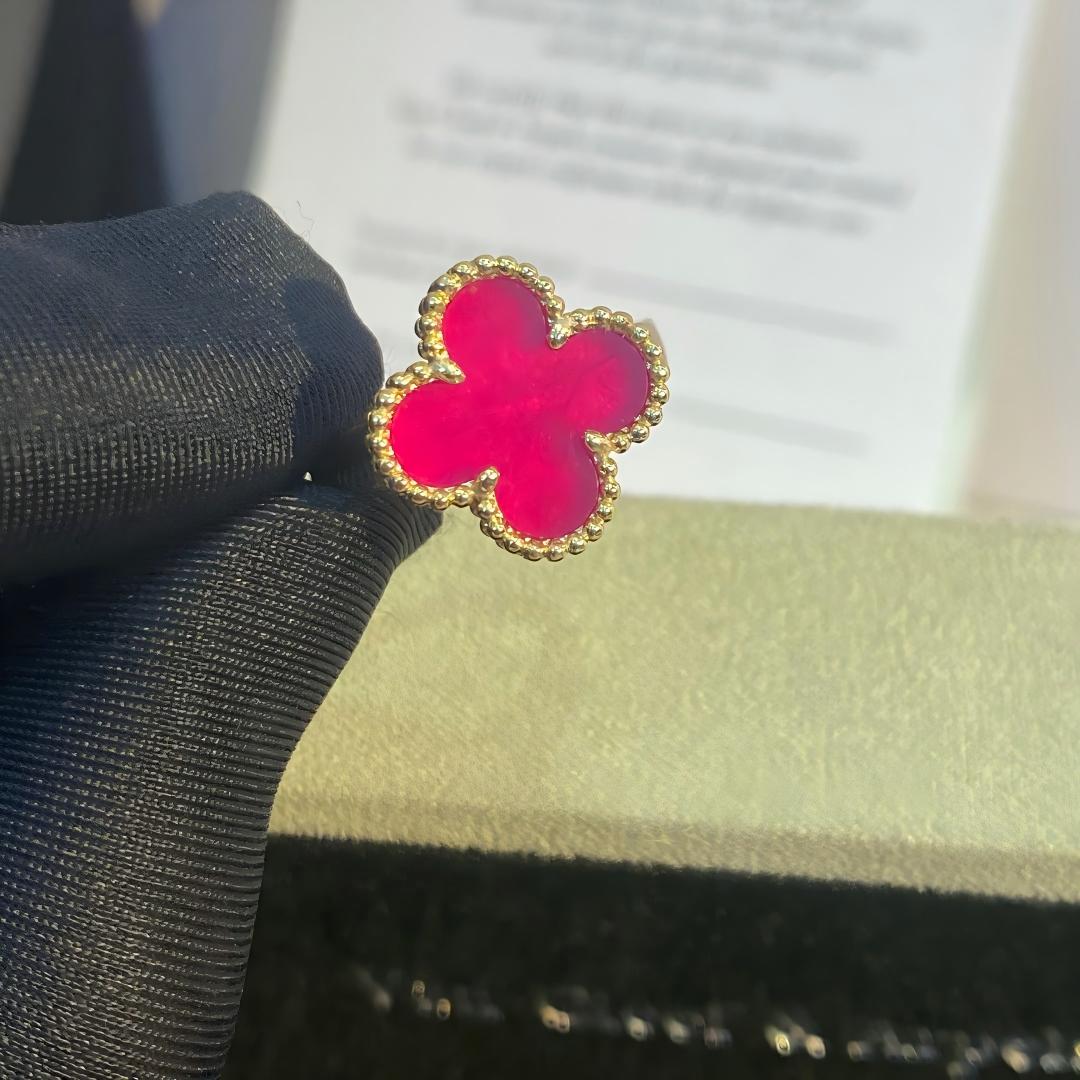 [Riva  Jewelry]NEW CLOVER PINK ENAMEL RINGS