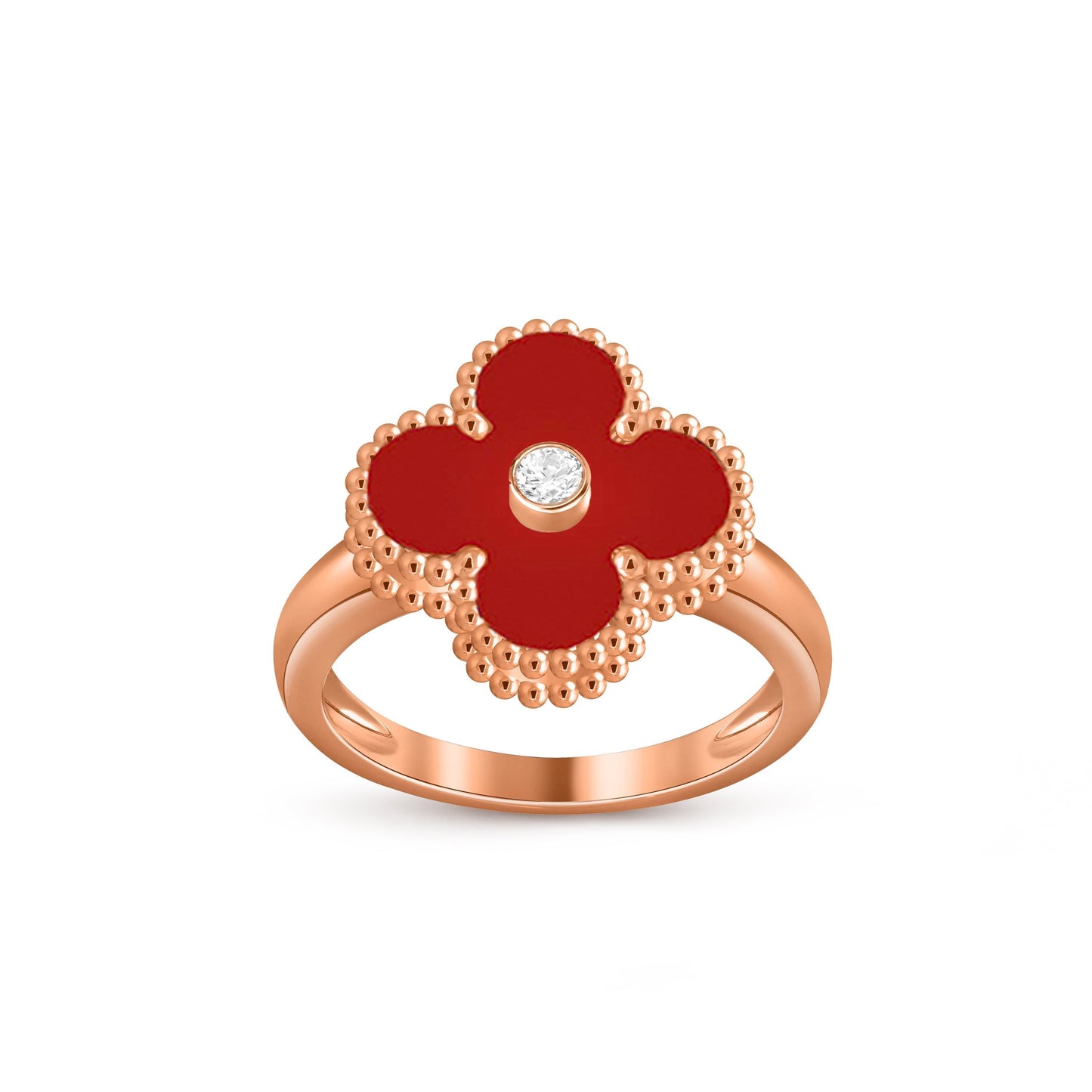 [Riva Jewelry]Glücks-Klee Diamant-Akzent-Roségoldring-Kollektion