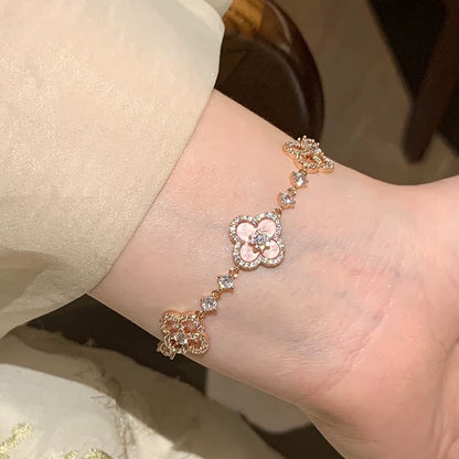 [Riva Jewelry ]CLOVER 5 MOTIF PINK BLUE RED WHITE BRACELET