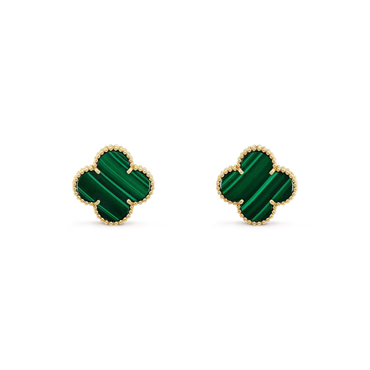 [Riva Jewelry ]CLOVER MINI 9.5MM MALACHITE  EARRINGS