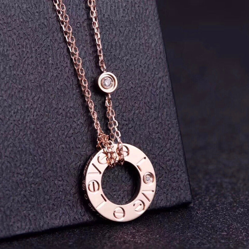 [Riva Jewelry ]LOVE NECKLACE 16MM 2 DIAMONDS