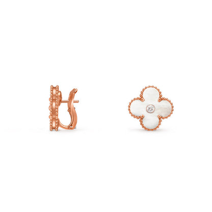 [Riva Jewelry]15MM KLEEBBLUMEN-OHRSTECKER DIAMOND-ROSE GOLD KOLLEKTION
