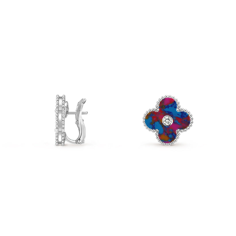 [Riva Schmuck]15MM KLEEBLUMEN-OHRSTECKER DIAMANT-WEISSGOLD-KOLLEKTION