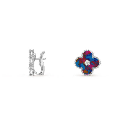 [Riva Schmuck]15MM KLEEBLUMEN-OHRSTECKER DIAMANT-WEISSGOLD-KOLLEKTION