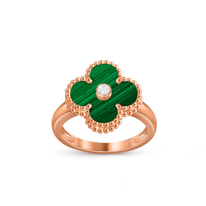 [Riva Jewelry]Glücks-Klee Diamant-Akzent-Roségoldring-Kollektion