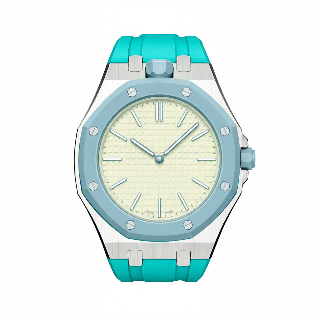 [Riva Schmuck]OAK POP HELLBLAU EDELSTAHL SILIKONBAND