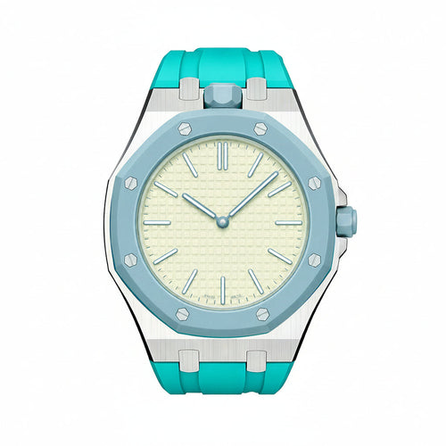 [Riva Schmuck]OAK POP HELLBLAU EDELSTAHL SILIKONBAND