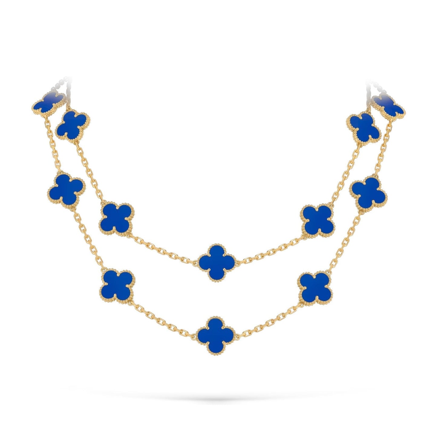 [Riva Jewelry]クラシック20モチーフ ラッキークローバー ロングネックレス ゴールドコレクション
