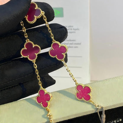 [Riva  Jewelry]NEW CLOVER 5 MOTIFS PINK ENAMEL BRACELET