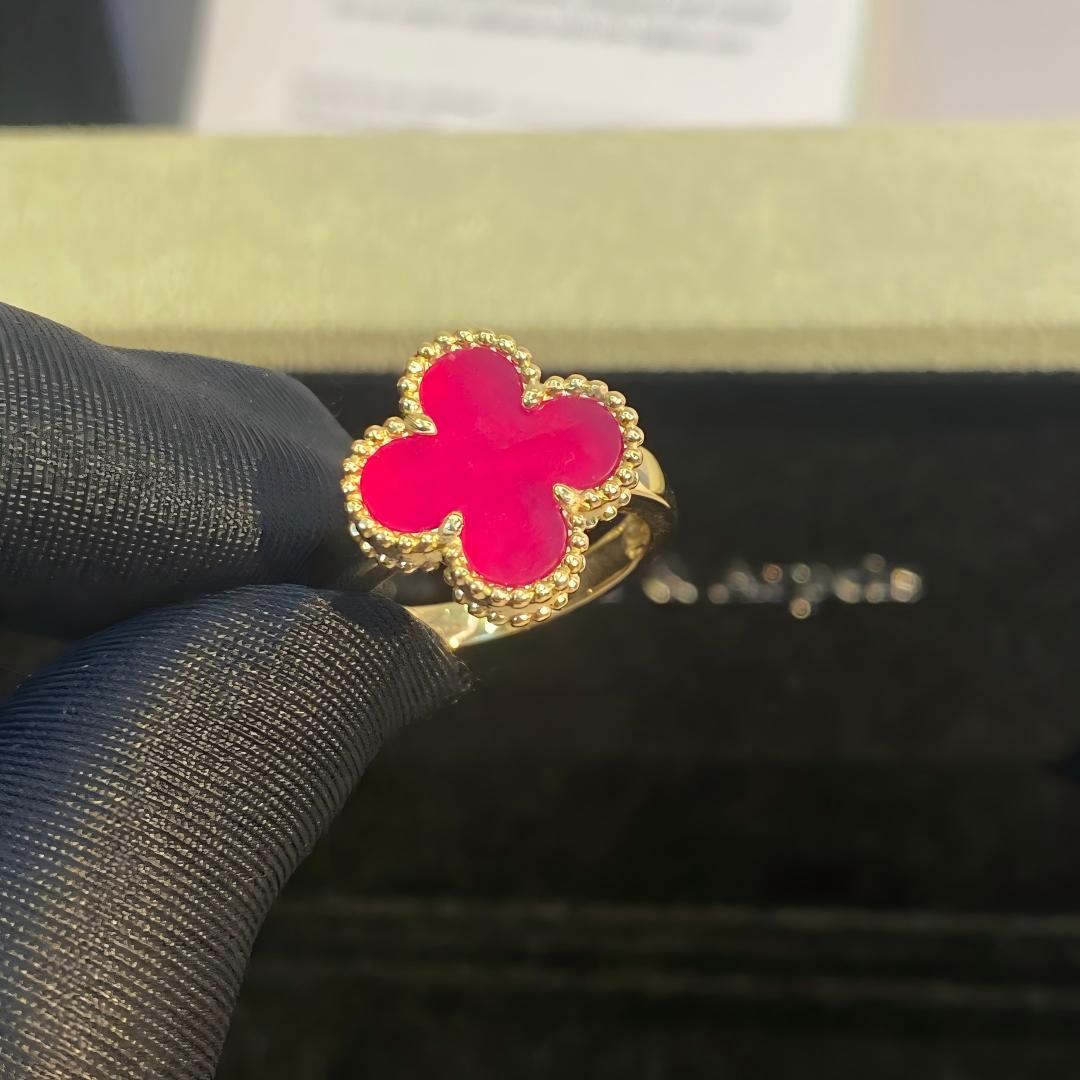 [Riva  Jewelry]NEW CLOVER PINK ENAMEL RINGS