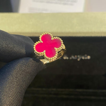 [Riva  Jewelry]NEW CLOVER PINK ENAMEL RINGS