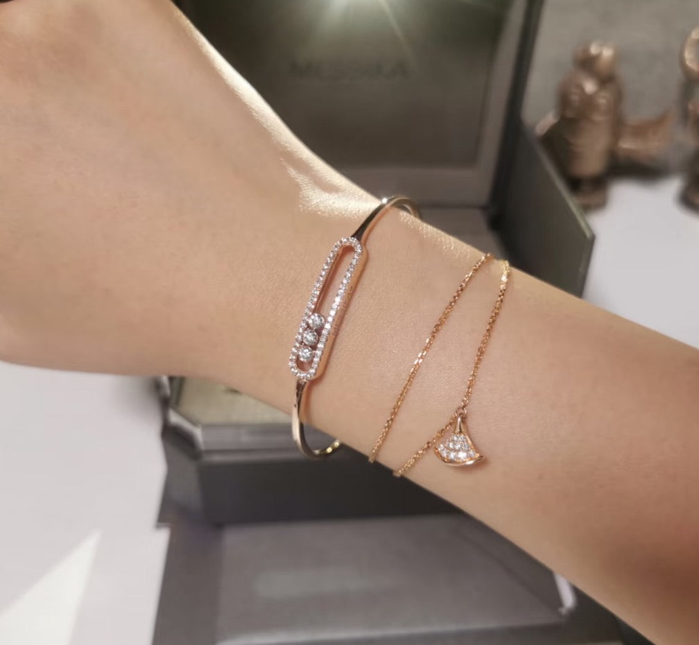 [Riva Jewelry]ムーブ パヴェ ダイヤモンド バングル ブレスレット M