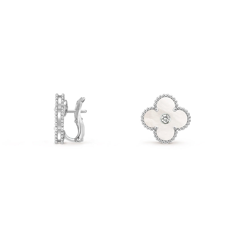 [Riva Schmuck]15MM KLEEBLUMEN-OHRSTECKER DIAMANT-WEISSGOLD-KOLLEKTION