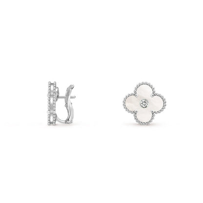 [Riva Schmuck]15MM KLEEBLUMEN-OHRSTECKER DIAMANT-WEISSGOLD-KOLLEKTION