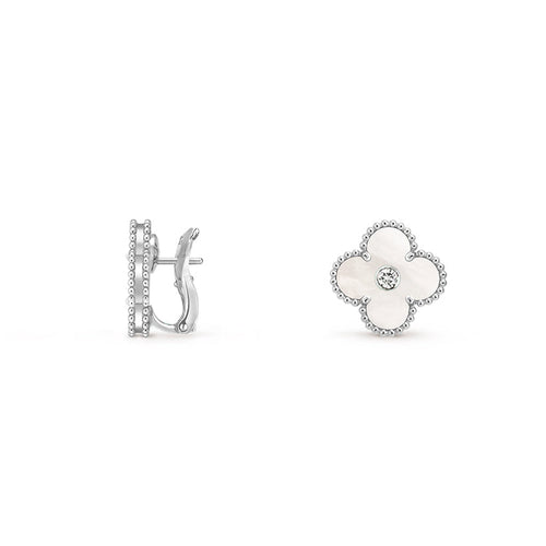 [Riva Schmuck]15MM KLEEBLUMEN-OHRSTECKER DIAMANT-WEISSGOLD-KOLLEKTION