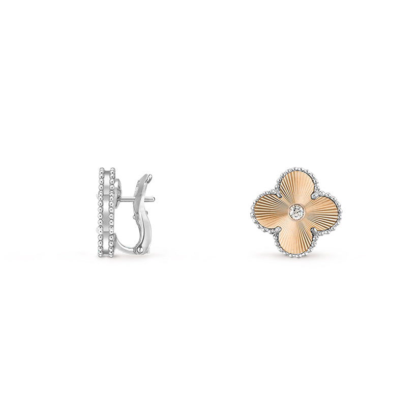 [Riva Schmuck]15MM KLEEBLUMEN-OHRSTECKER DIAMANT-WEISSGOLD-KOLLEKTION
