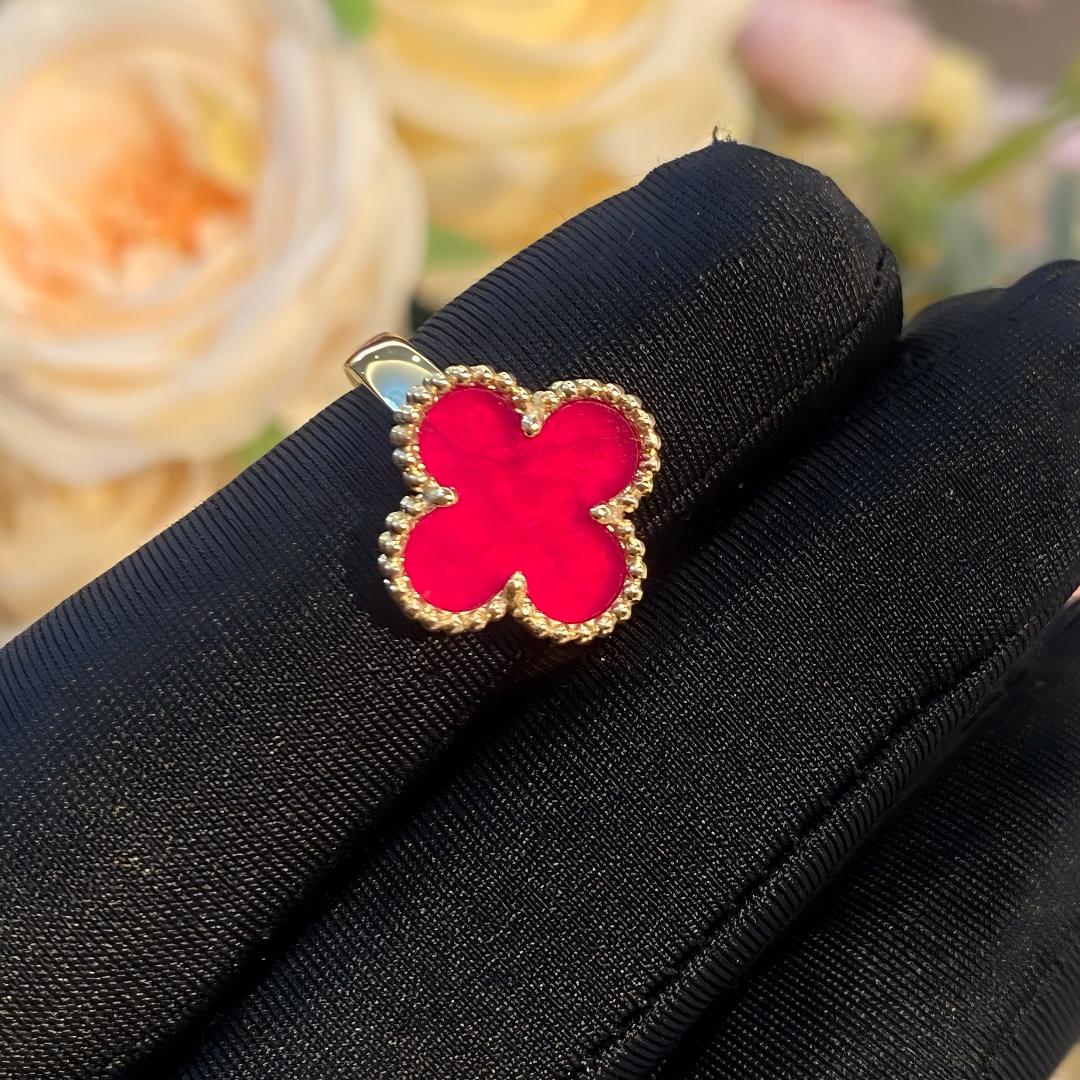 [Riva  Jewelry]NEW CLOVER PINK ENAMEL RINGS