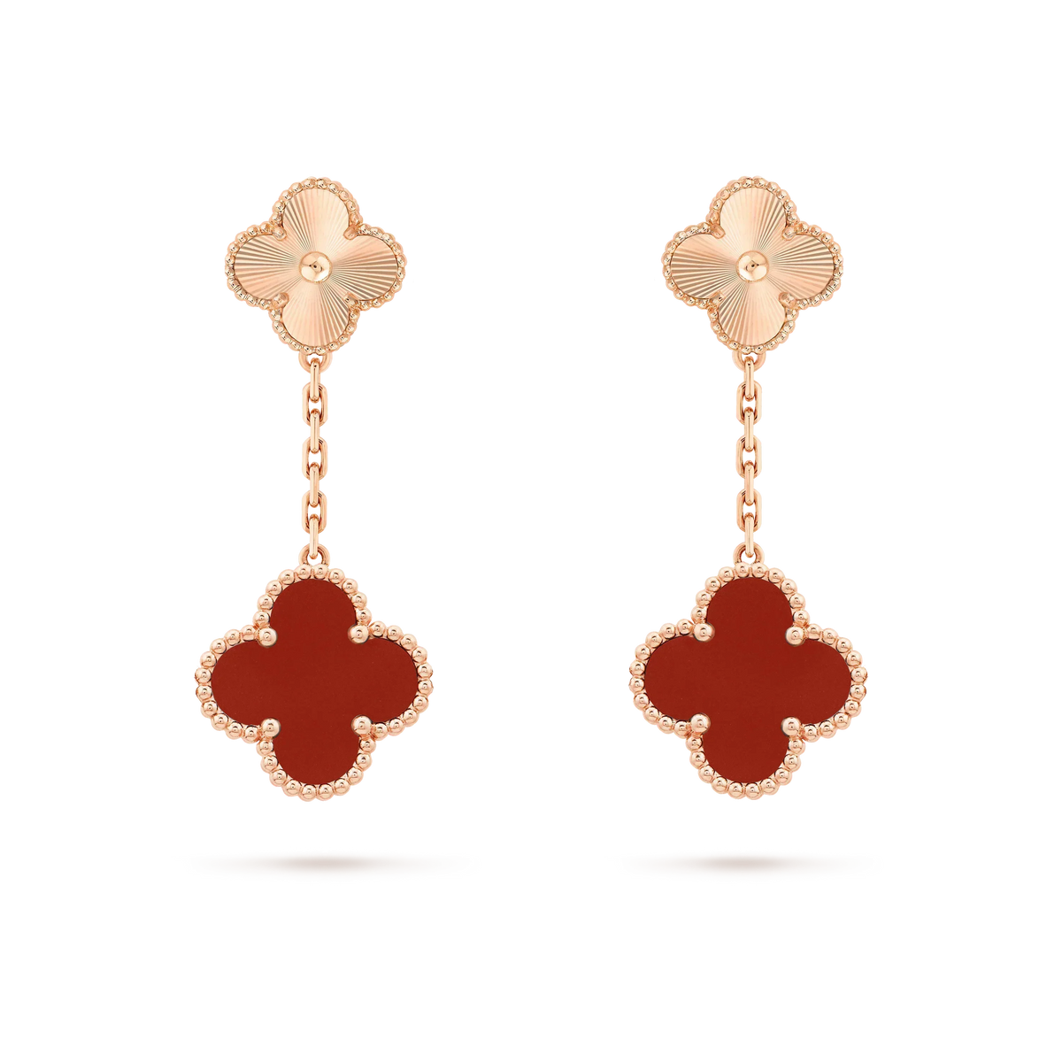 [Riva Jewelry ]CLOVER 2 MOTIF  LASER CARNELIAN EARRINGS