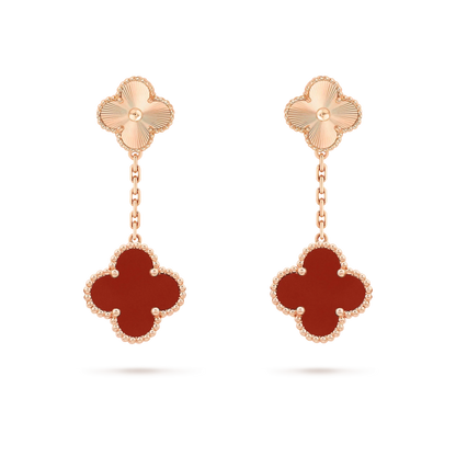 [Riva Jewelry ]CLOVER 2 MOTIF  LASER CARNELIAN EARRINGS