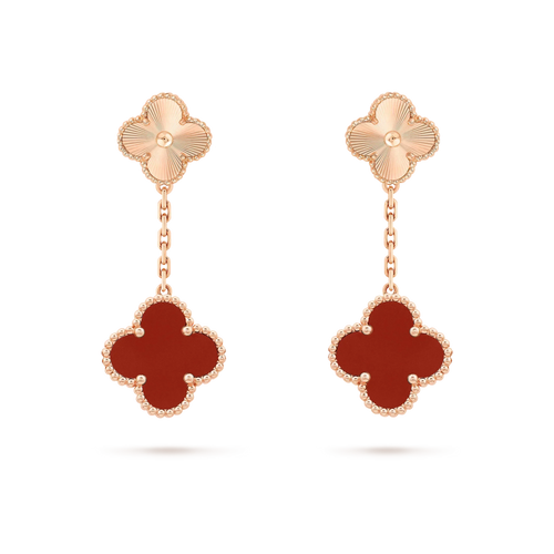 [Riva Jewelry ]CLOVER 2 MOTIF  LASER CARNELIAN EARRINGS